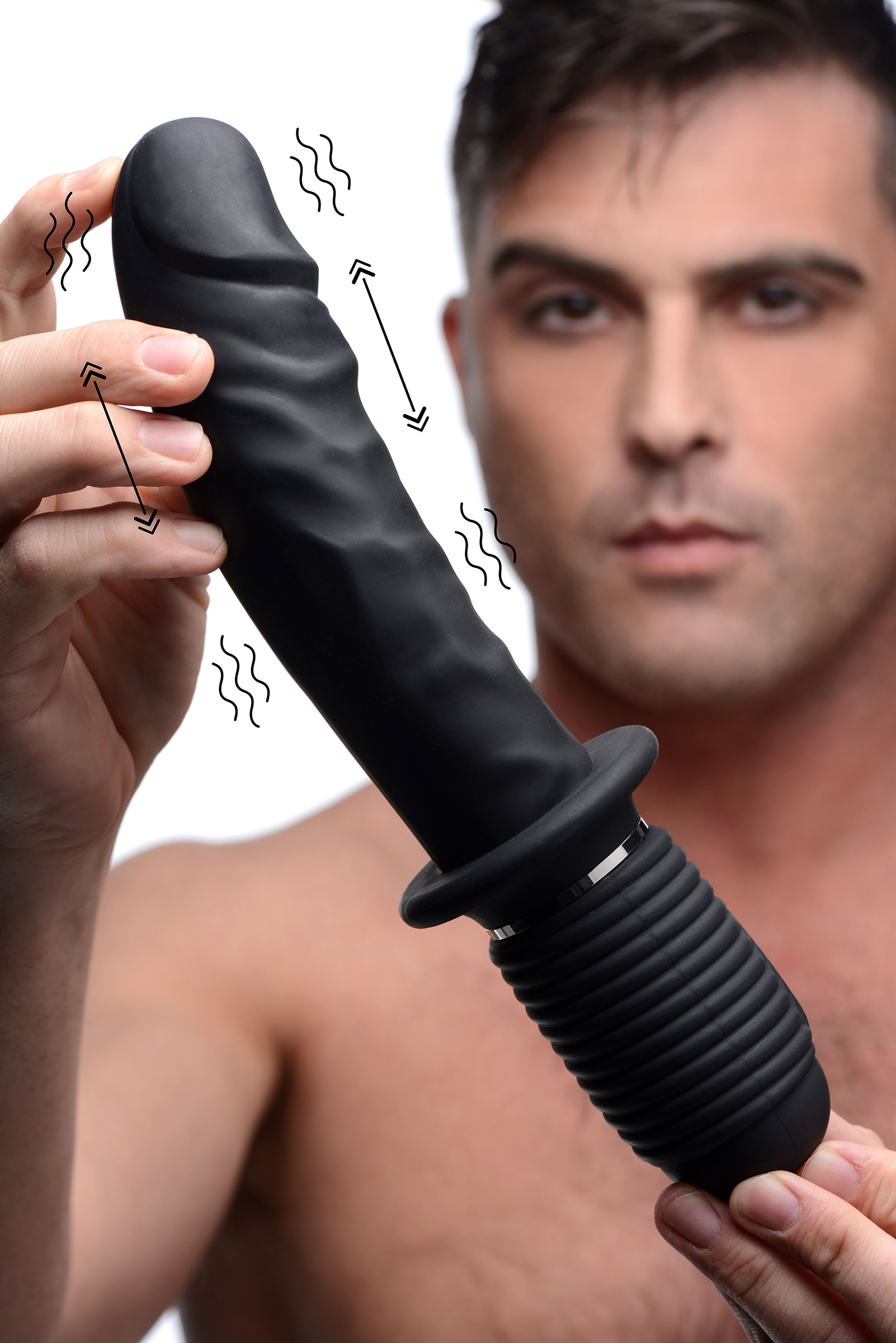 Power+Pounder+Vibrating+and+Thrusting+Silicone+Dildo